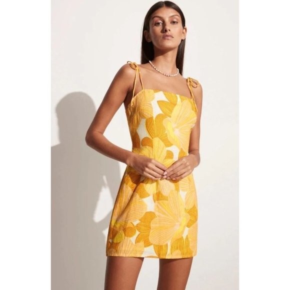 Anthropologie Dresses & Skirts - Anthropologie Faithfull The Brand Mini Dress Sundress Yellow Floral Print Size S